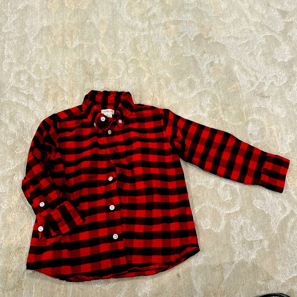 J.Crew crew cuts size 2 flannel, red and black buffalo print long sleeve shirt
